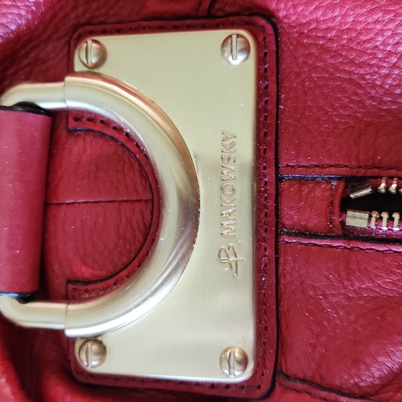 B. Makowsky Red Leather Handbag and Wallet - Picture 6 of 12